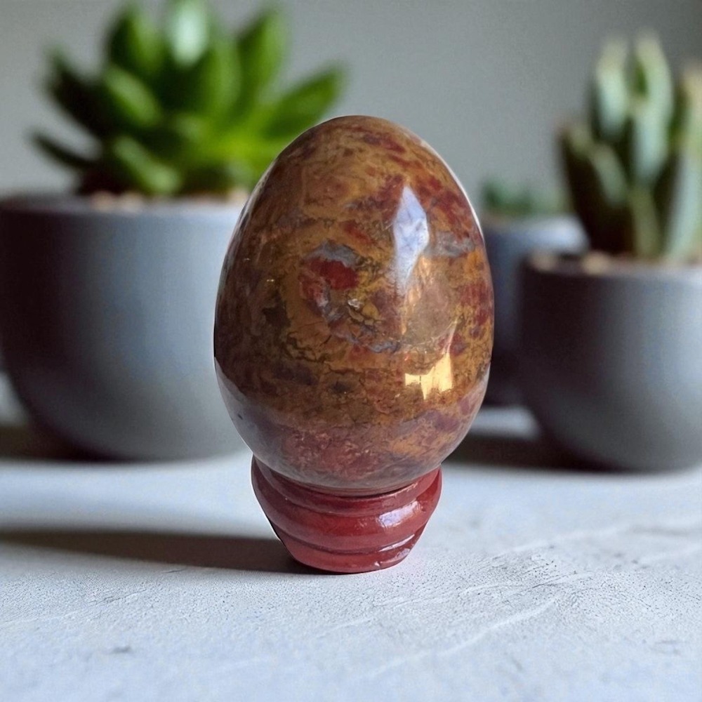 Ocean Jasper Orbicular Crystal Egg Polished Healing Stone for Meditation & Décor